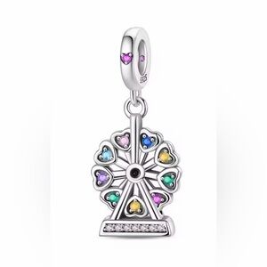 Silver & Multicolor Heats Ferris Wheel Dangle Charm